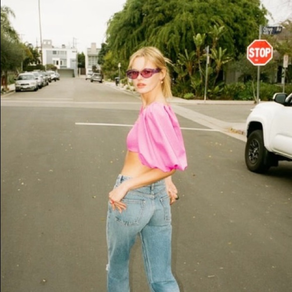 Zara - Fuschia - Crop balloon top